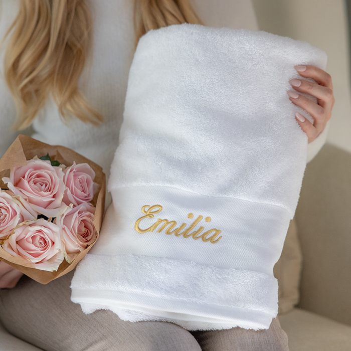 High-end kylpypyyhe nimellä, 70 x 140 cm, valkoinen