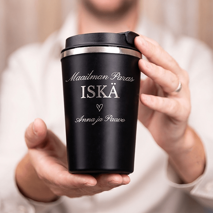 Termosmuki kaiverruksella, isänpäivä
