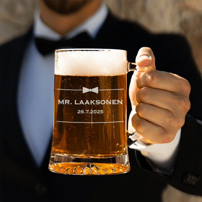 Oluttuoppi kaiverruksella, huomenlahja