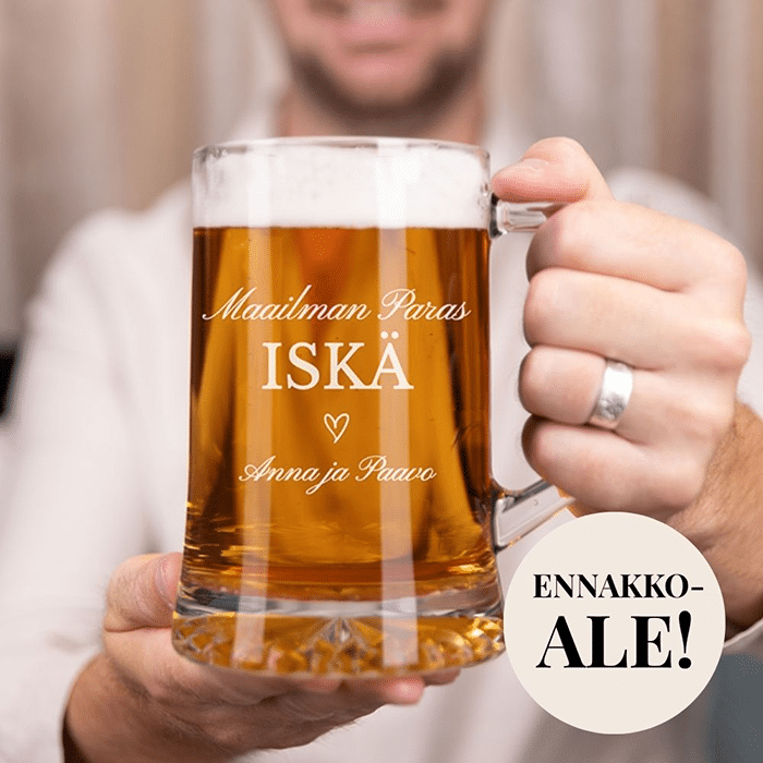 Oluttuoppi kaiverruksella, isälle