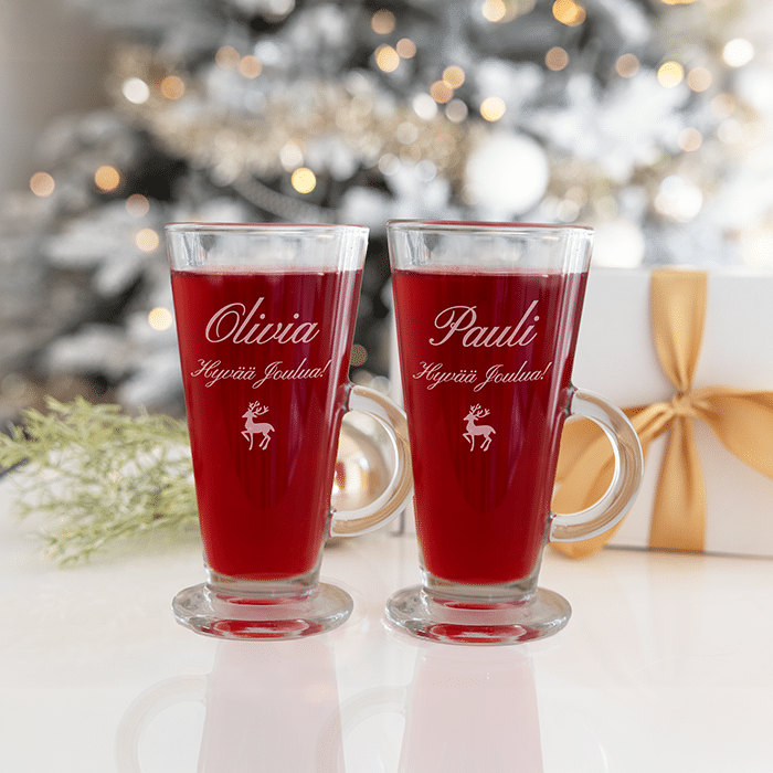Glögilasit kaiverruksella 2 kpl -setti, joulu