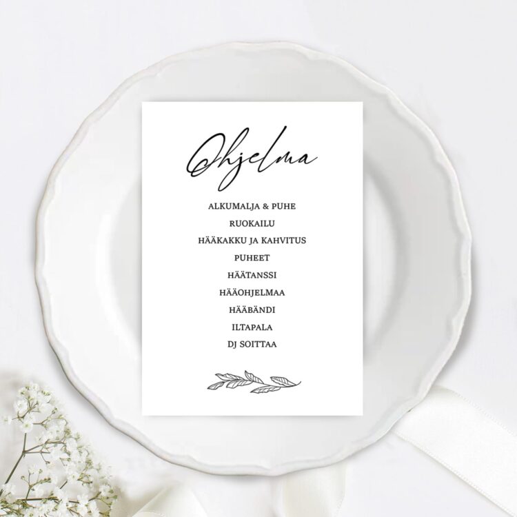 menukortti-hääkattaukseen