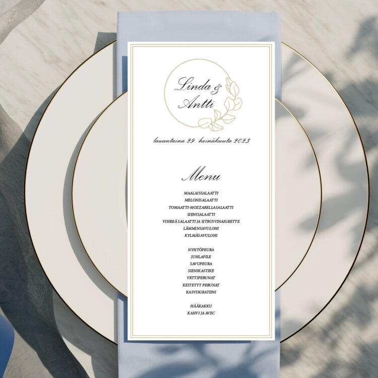 Menu/hääohjelmakortti, Delicate Blossom