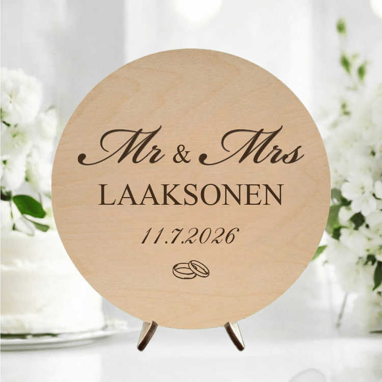 Mr & Mrs -kyltti hääpöytään