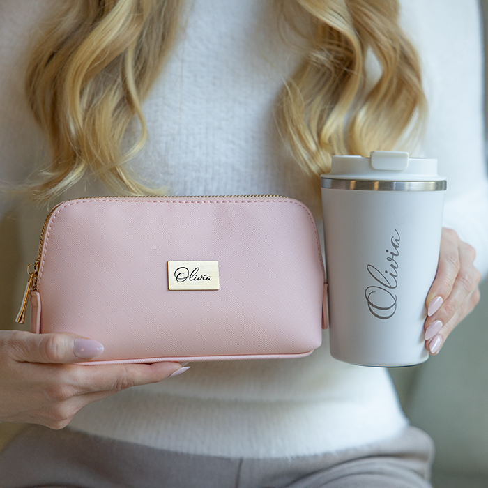 Termosmuki ja meikkilaukku -lahjasetti