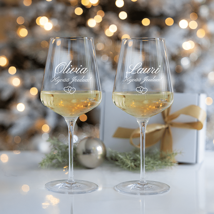Viinilasit kaiverruksella -setti, joulu
