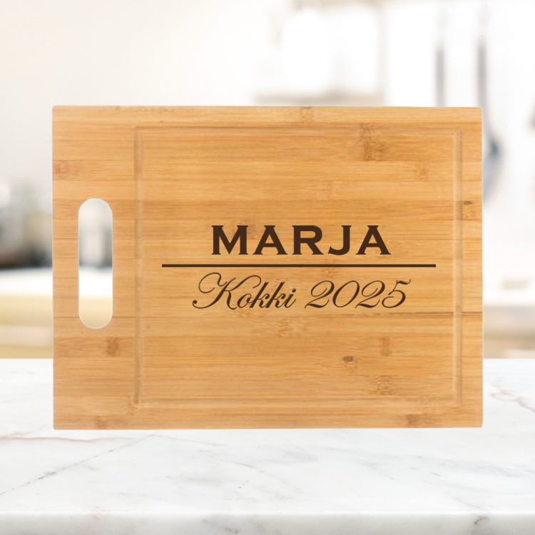 Leikkuulauta kaiverruksella, lahja kokille