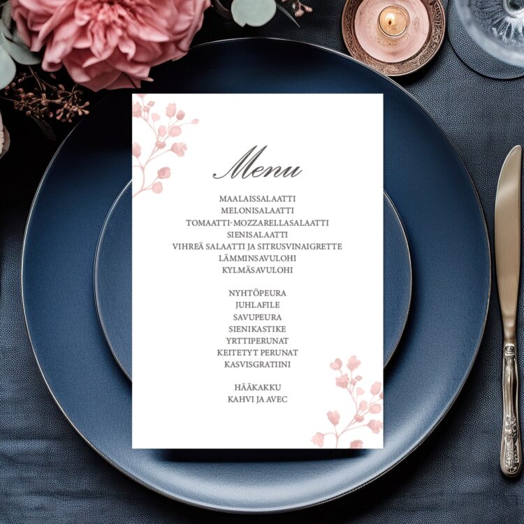 Menu/hääohjelmakortti, Pink Harmony