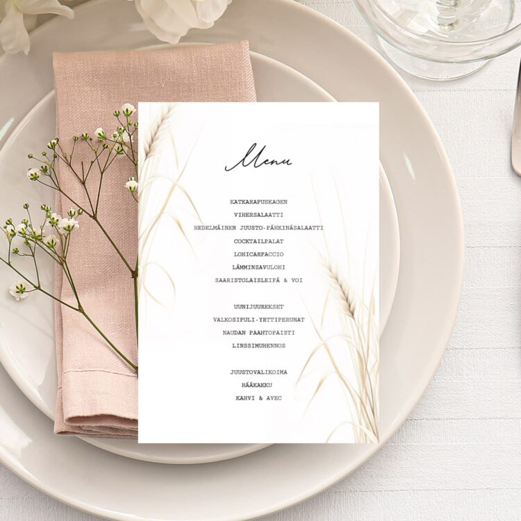 Menu/hääohjelmakortti, Fields of Love