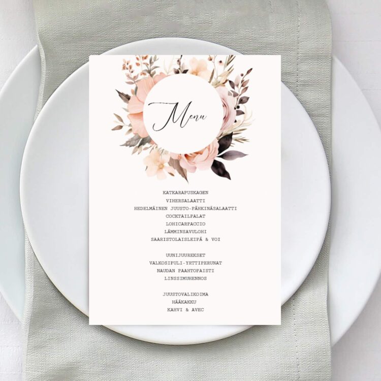 Menu/hääohjelmakortti, Flower Rush