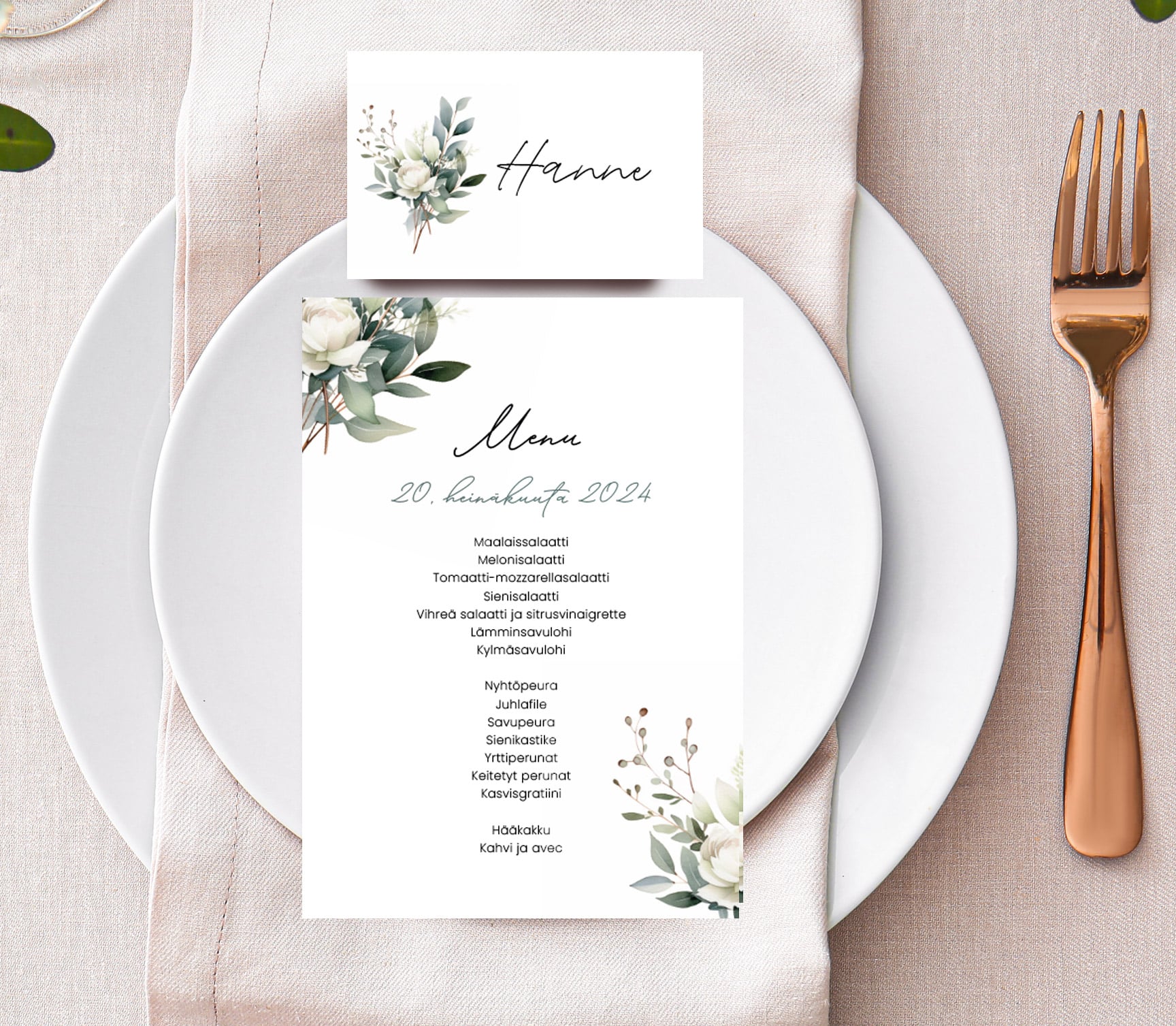 Menu/hääohjelmakortti, Peony Dreams - Image 3