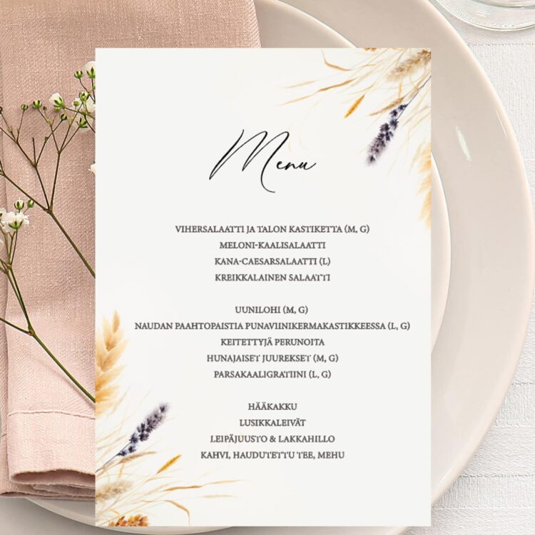 Menu/hääohjelmakortti, Harvest