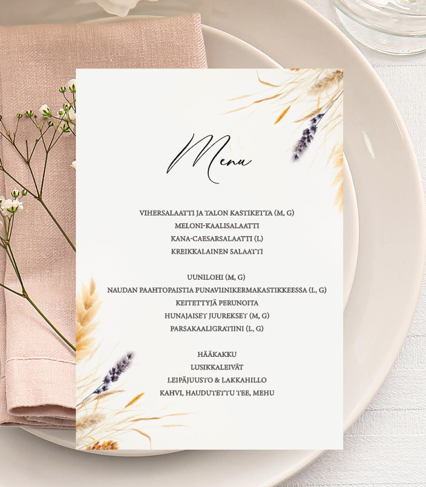 Menu/hääohjelmakortti, Harvest