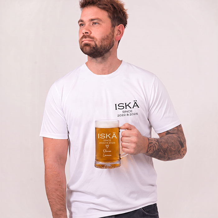 T-paita ja tuoppi omalla tekstillä, Isänpäivälahja