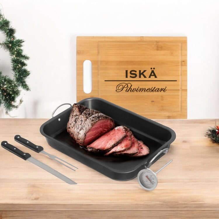 Paistosetti kaiverruksella, joululahja