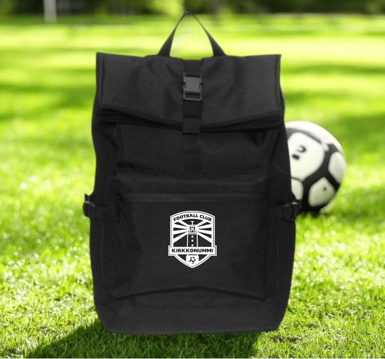 Reppu joukkueen logolla, musta