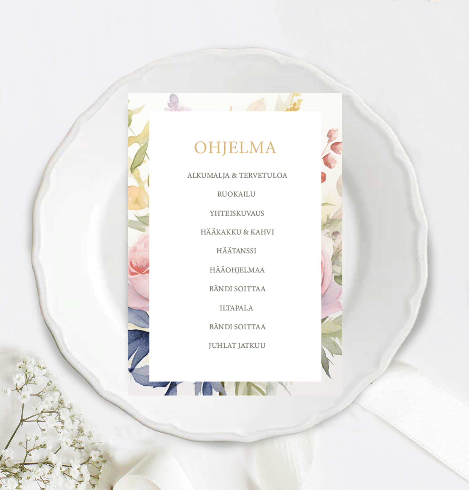 Menu/hääohjelmakortti, Pastel Meadow - Image 2