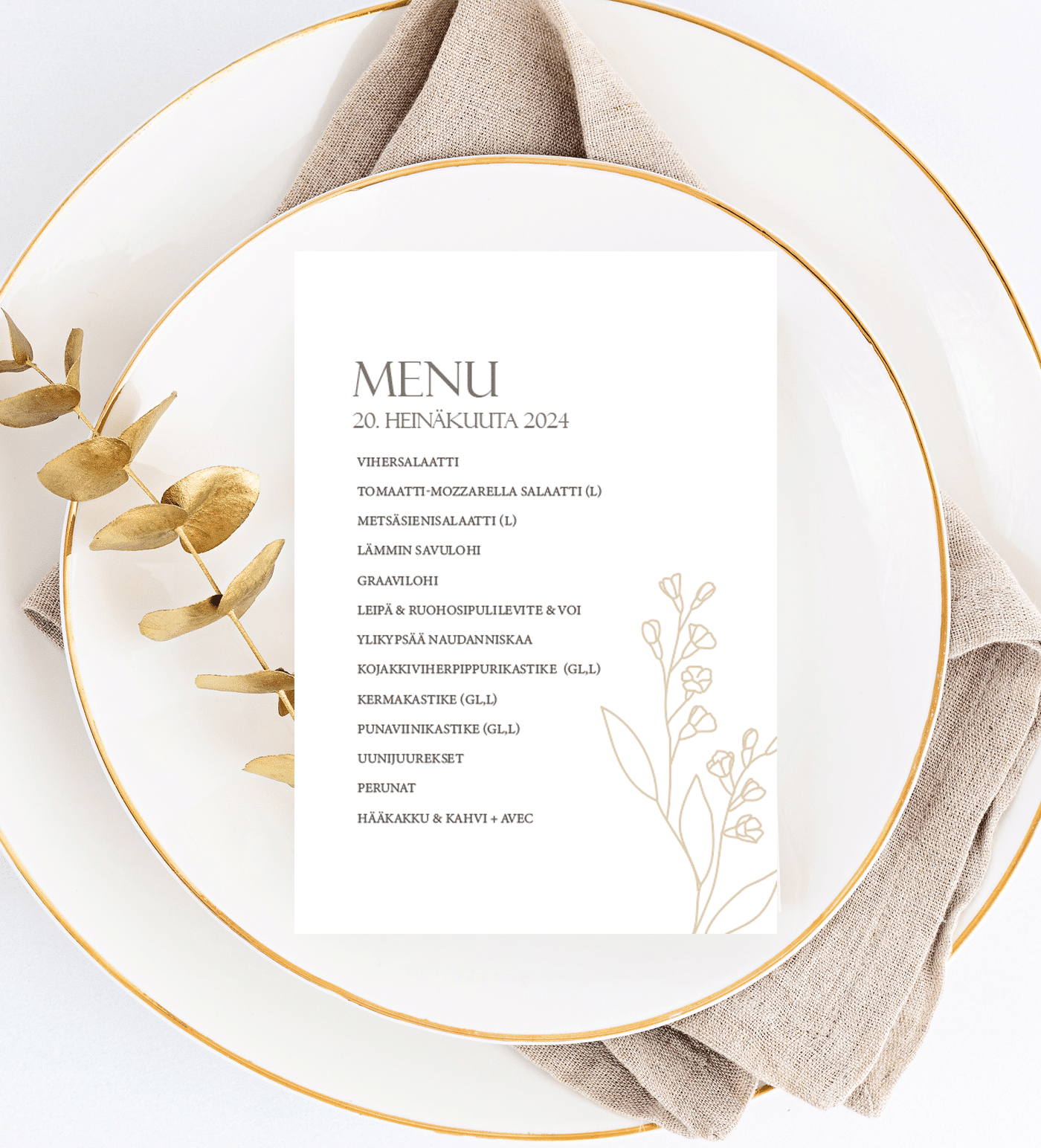 Menu/hääohjelmakortti, Whispers of Beige