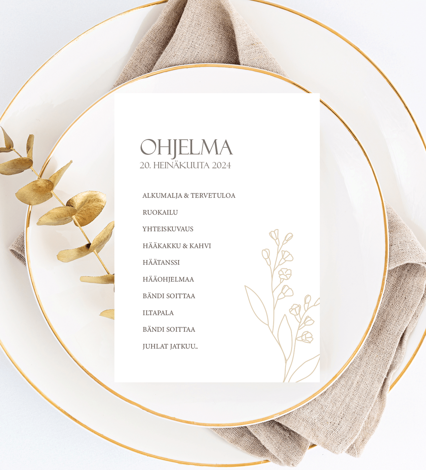 Menu/hääohjelmakortti, Whispers of Beige - Image 2