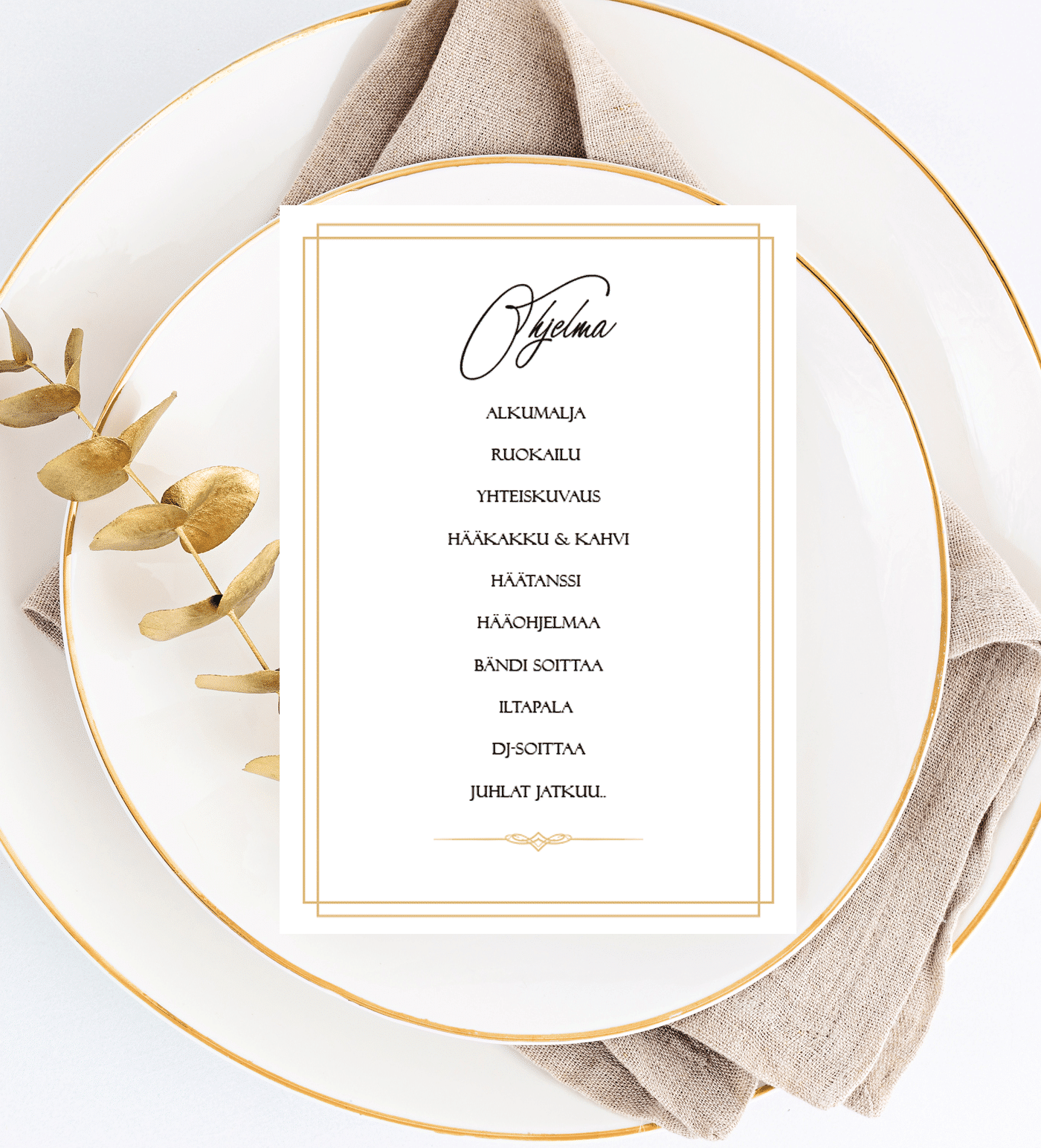 Menu/hääohjelmakortti, Gilded Romance - Image 2