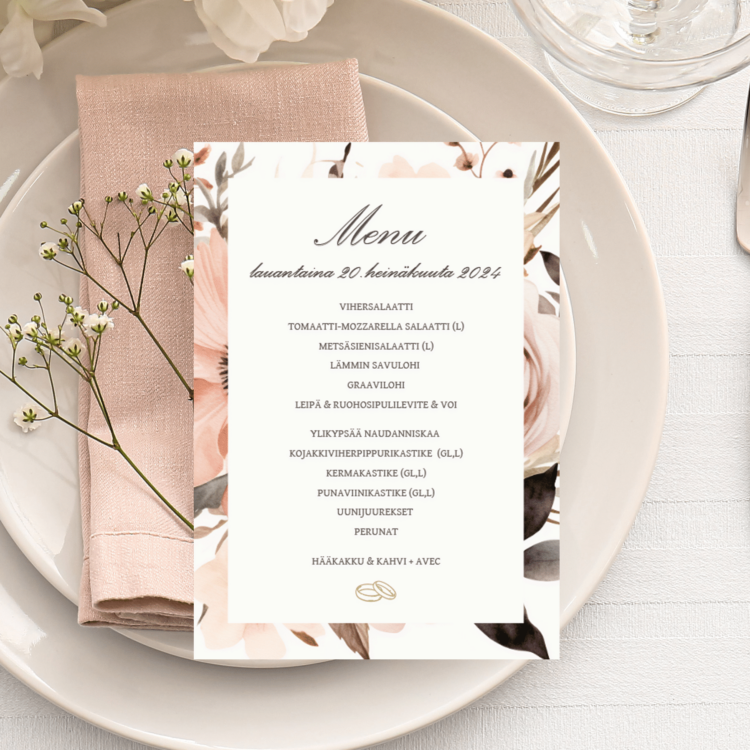 Menu/hääohjelmakortti, Wildflower