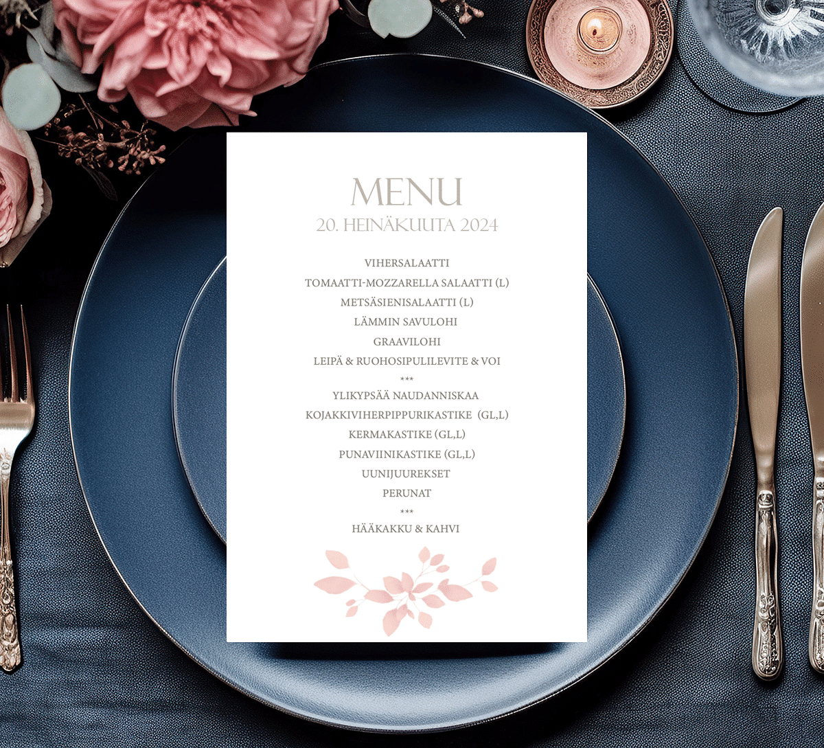 Menu/hääohjelmakortti, Forever Yours