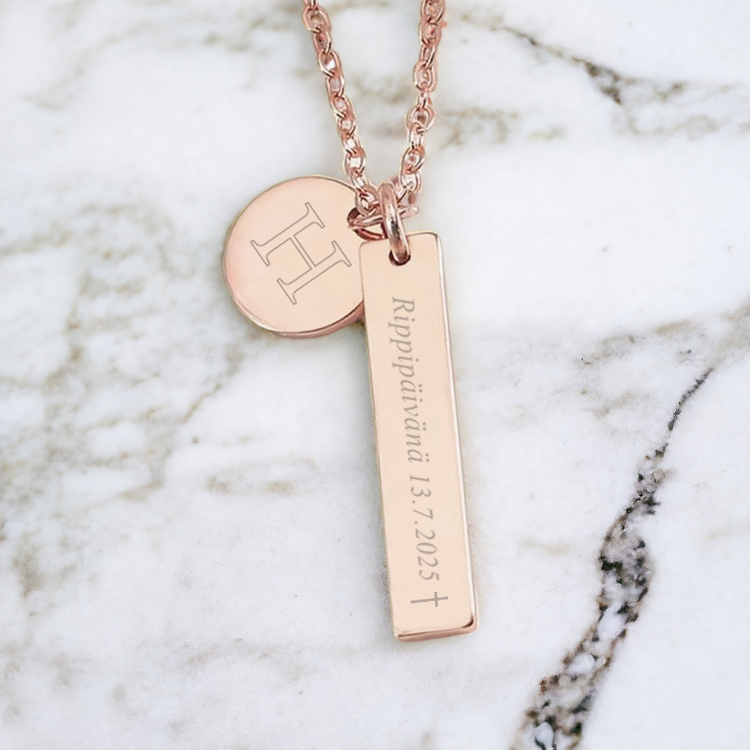 Naisten kaulakoru kaiverruksella, rippilahja