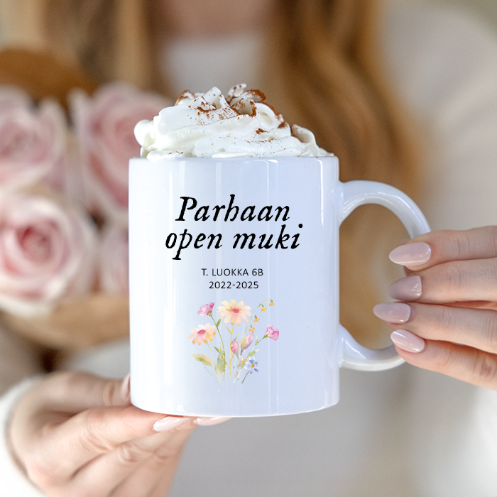 Muki painatuksella, lahja opettajalle