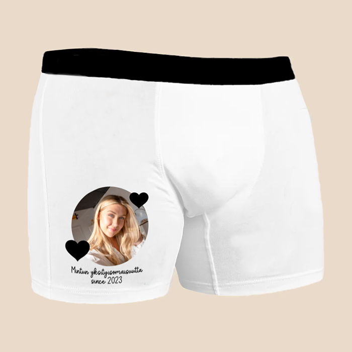 Anna lahjaksi uniikit ja käytännölliset bokserit, joissa oma kuva ja teksti. Laadukas painatus kestää pesun, ja lahja ilahduttaa vuosia!