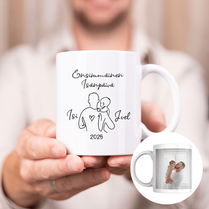 Muki kuvalla ja tekstillä, isänpäivälahja