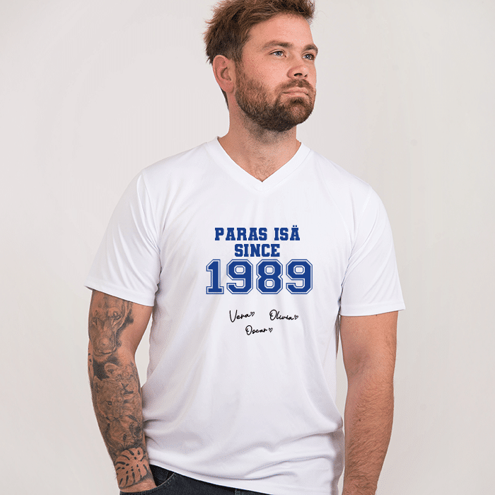 T-paita painatuksella isälle, lasten nimmareilla