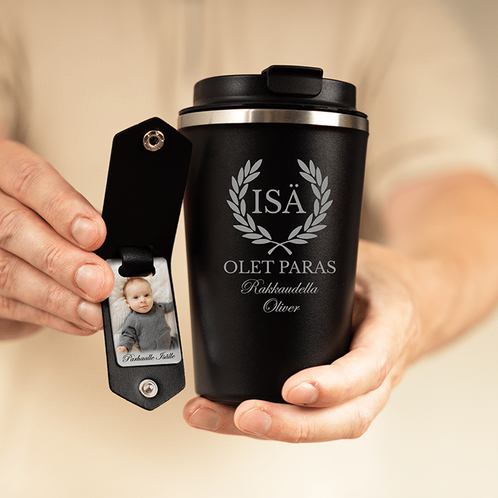 Termosmuki ja avaimenperä -lahjasetti