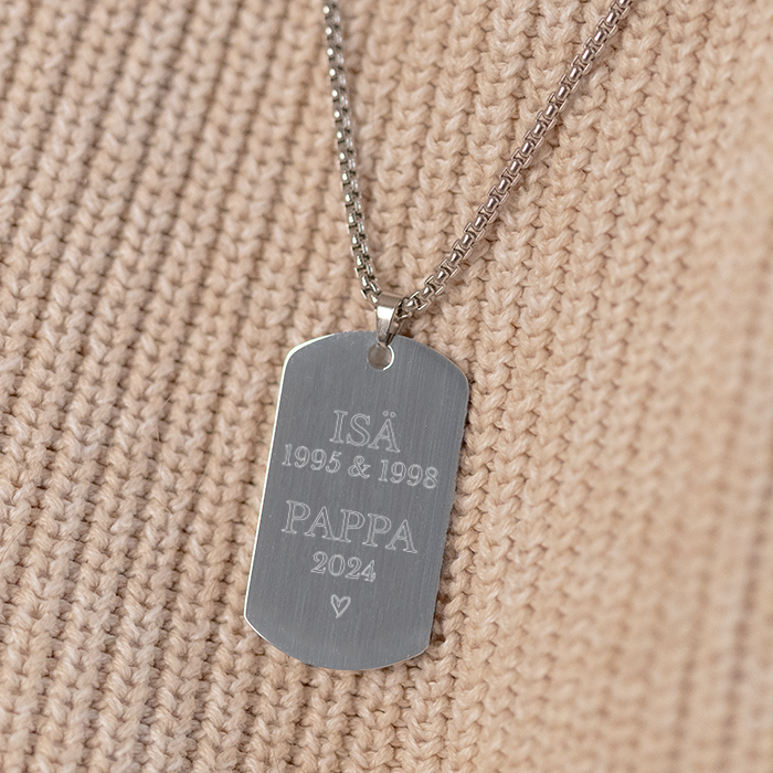 Miesten kaulakoru kaiverruksella, isä & pappa - Image 2