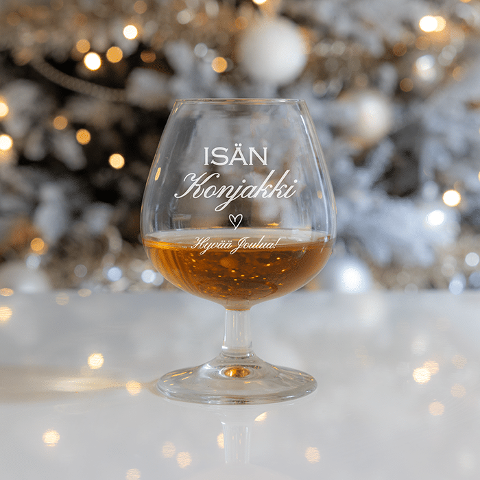 Konjakkilasi kaiverruksella, joulu