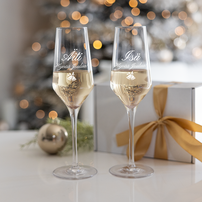 Shampanjalasit kaiverruksella -setti