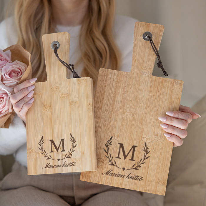 Tarjoilulaudat kaiverruksilla -setti, lehtikuvio