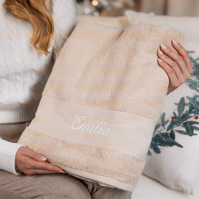 High-end kylpypyyhe nimellä, beige, joulu