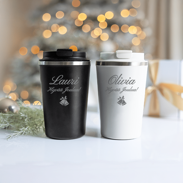 Termosmukit kaiverruksella -lahjasetti, joulu