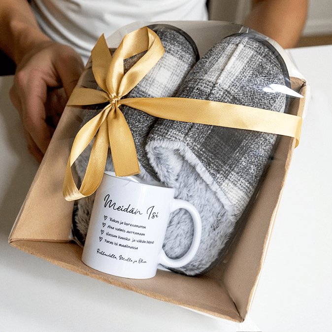 Muki ja tohvelit -lahjasetti isälle