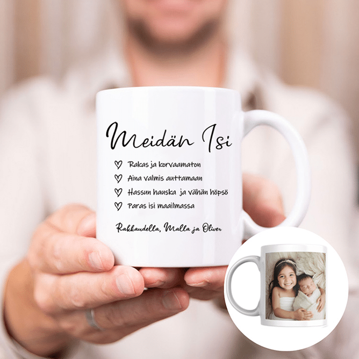 Isänpäivämuki omilla teksteillä