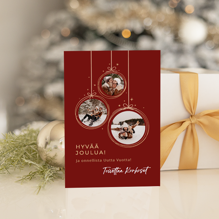 Joulukortit 10 kpl, joulupallot