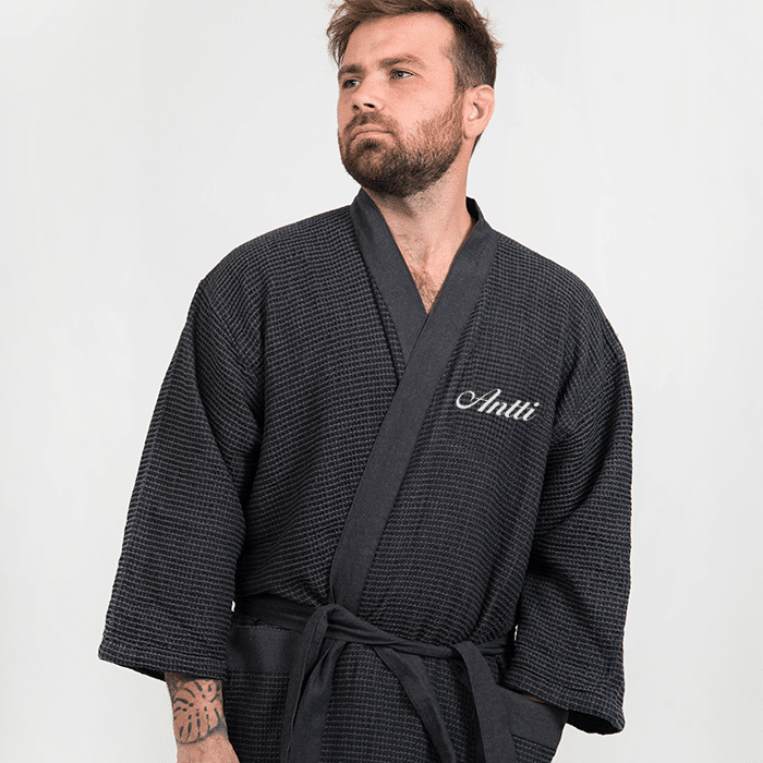 Rento saunatakki nimellä, harmaa