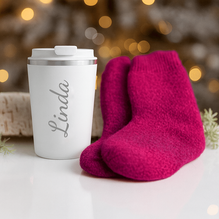 Termosmuki ja villasukat, joululahja