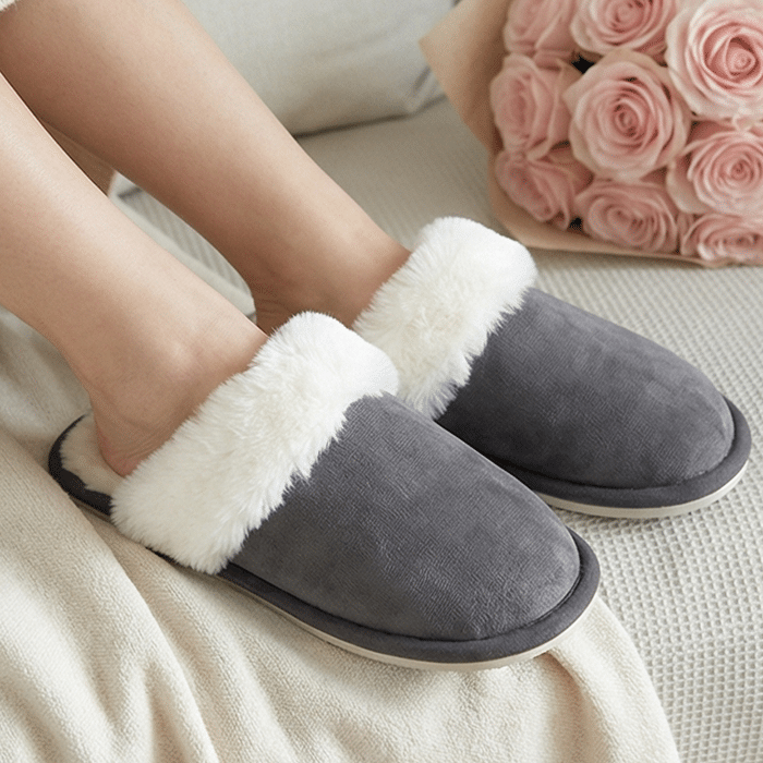 Naisten pehmeät aamutohvelit, harmaa