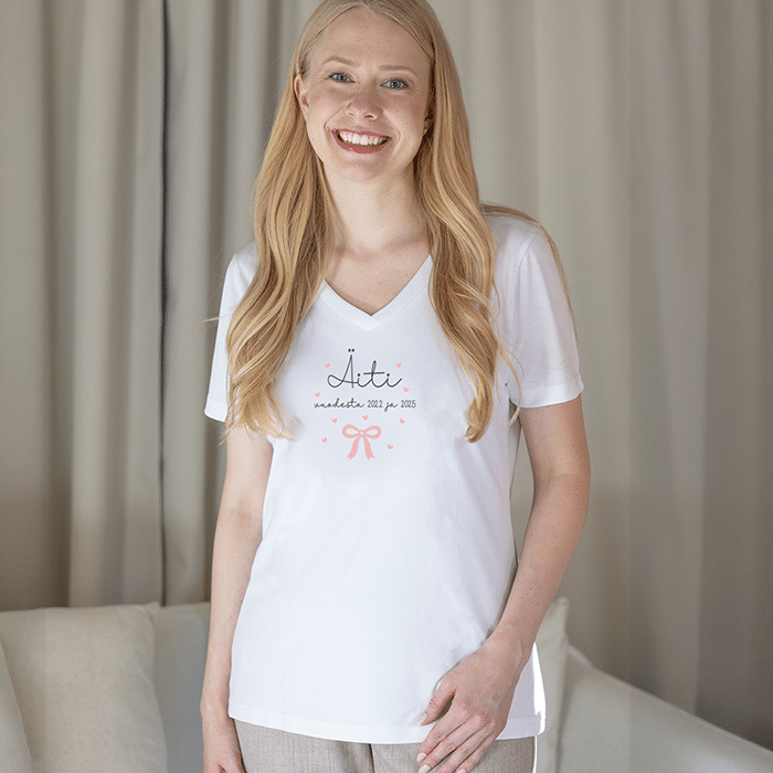 T-paita painatuksella, rusetti