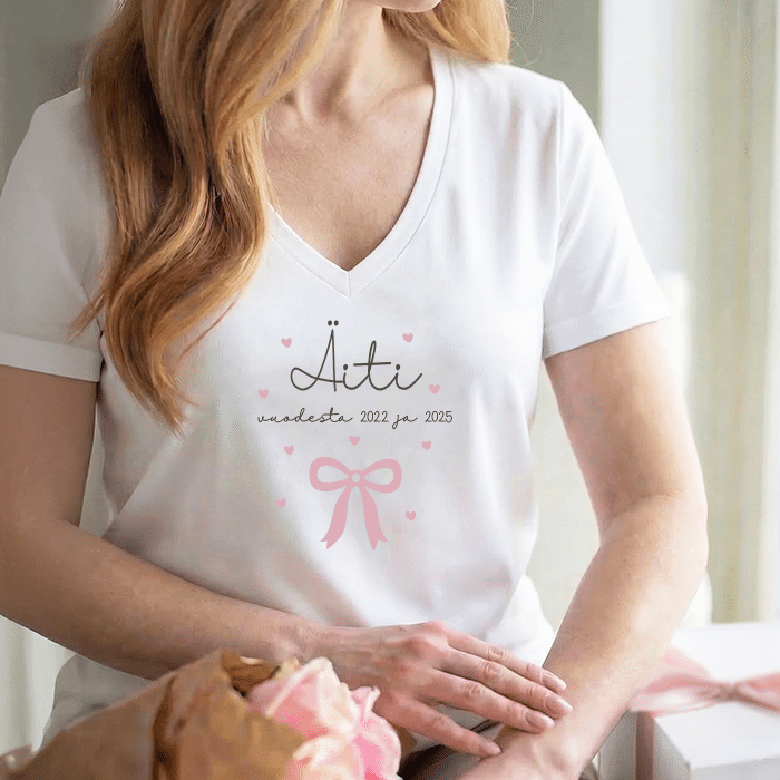 T-paita painatuksella, rusetti