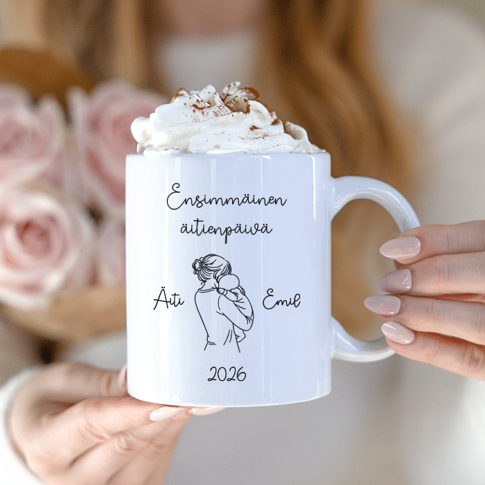 Muki painatuksella, ensimmäinen äitienpäivä